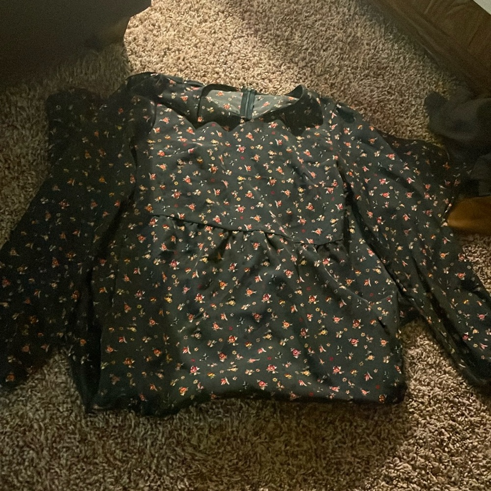 Church floral long sleeved flow dress